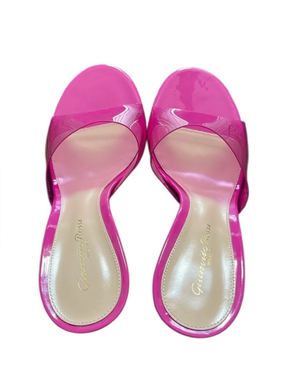 Gianvito Rossi Glossy Hot Pink Slide Sandals